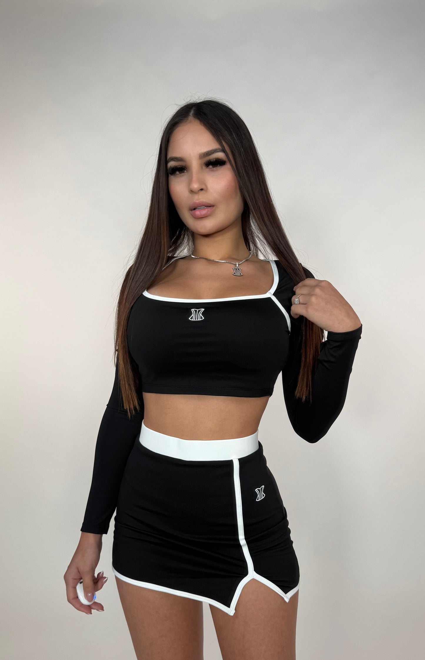 Set falda blanco y negro