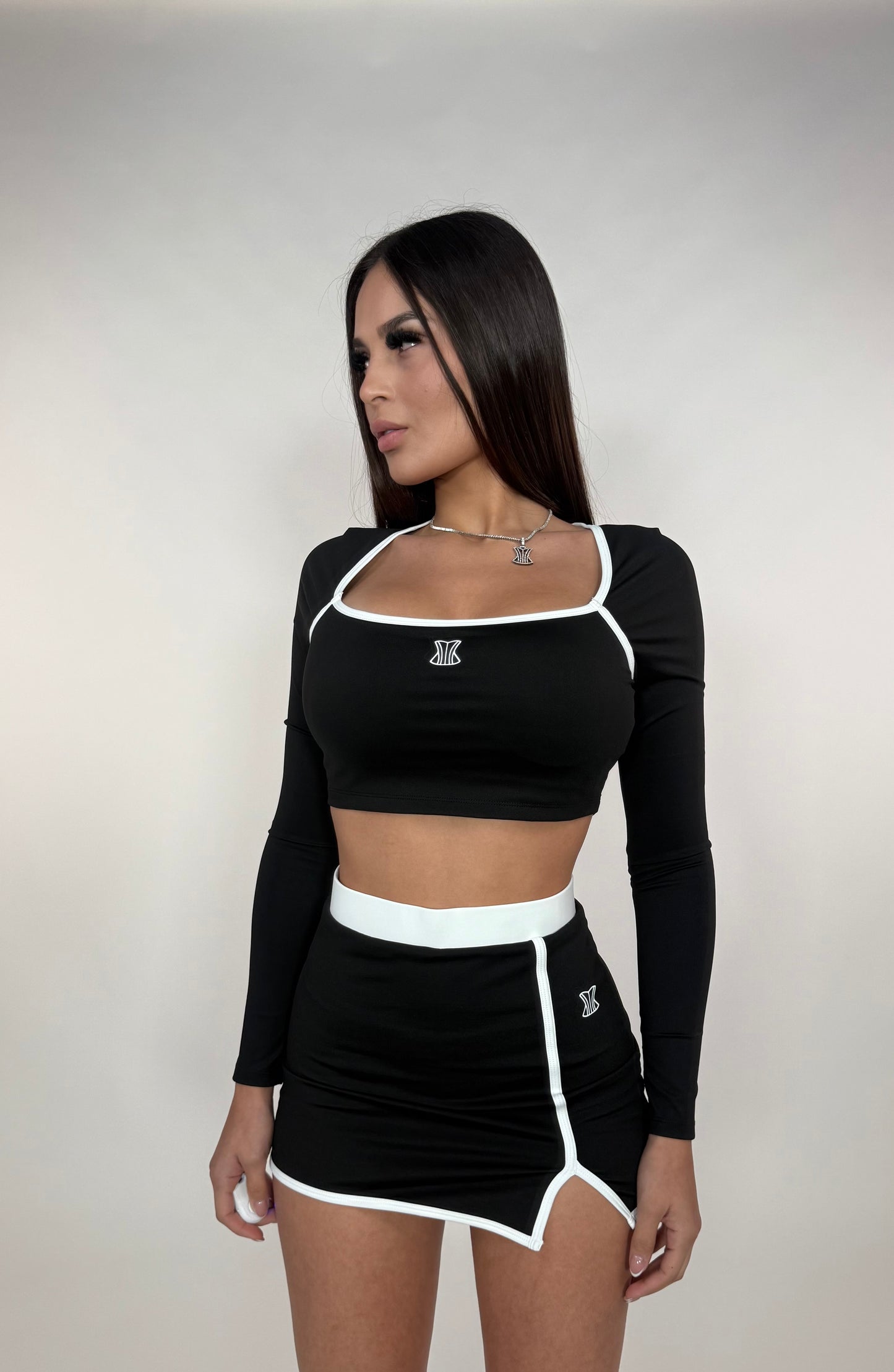 Set falda blanco y negro