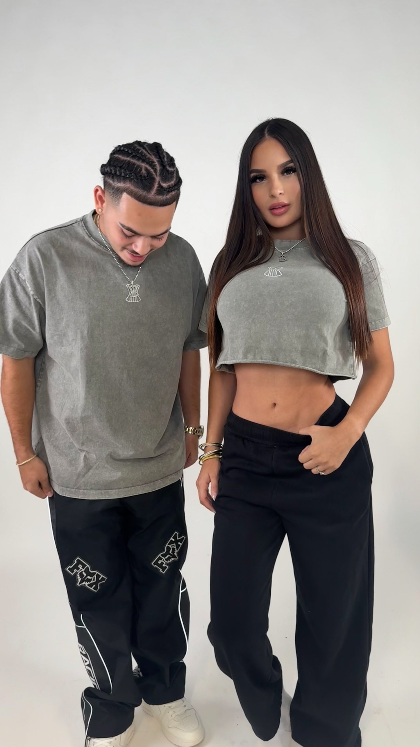 Grey crop top Matching ( women )