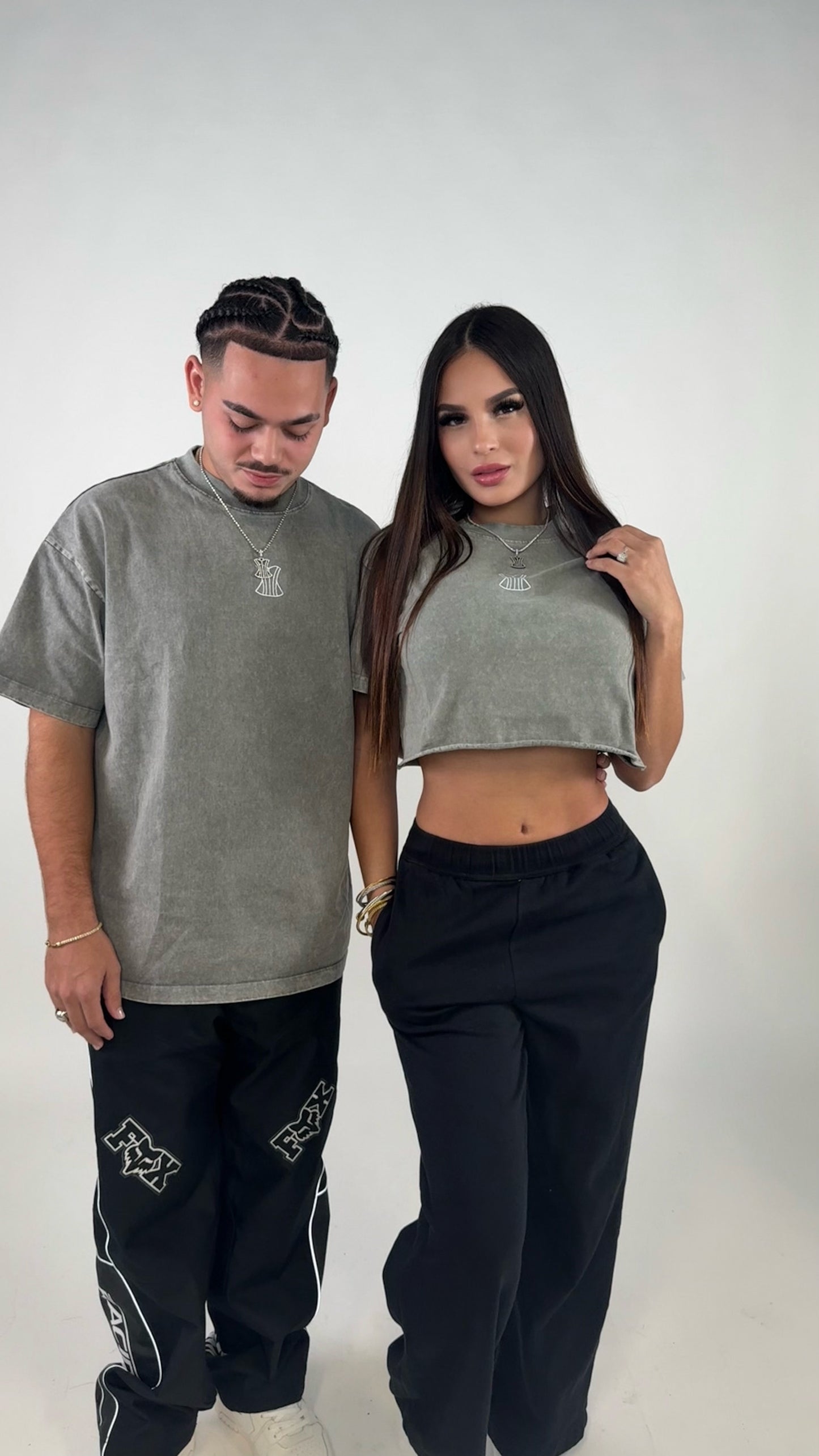 Grey crop top Matching ( women )