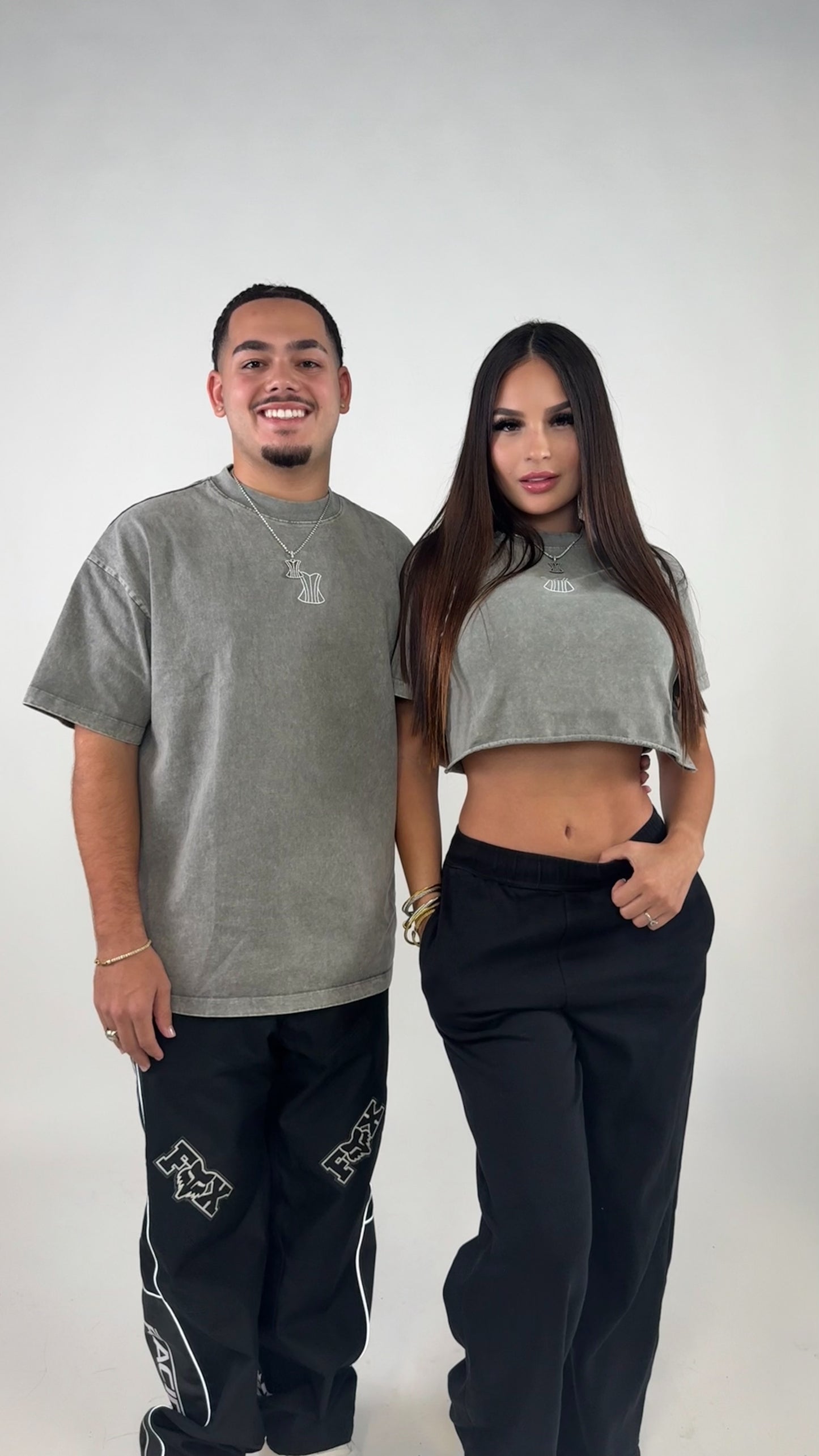 Grey crop top Matching ( women )