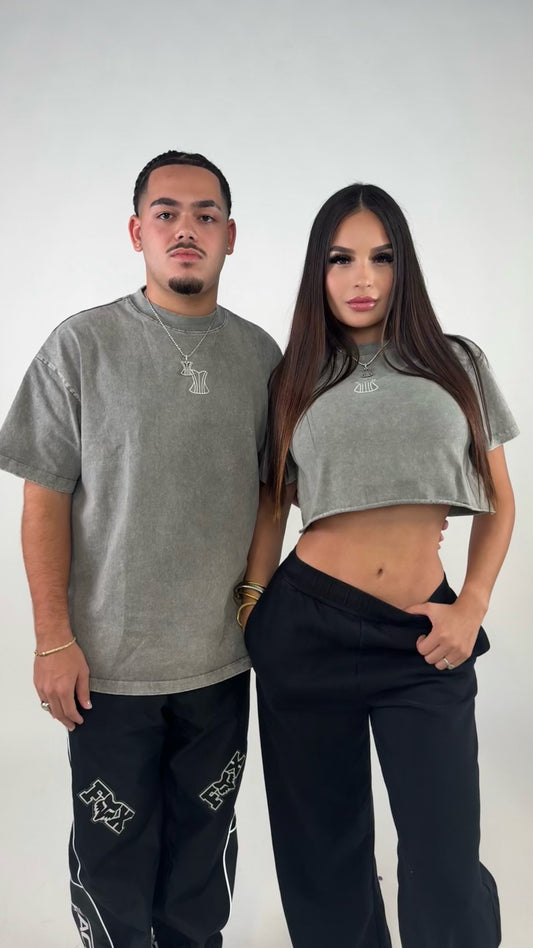 Grey crop top Matching ( women )