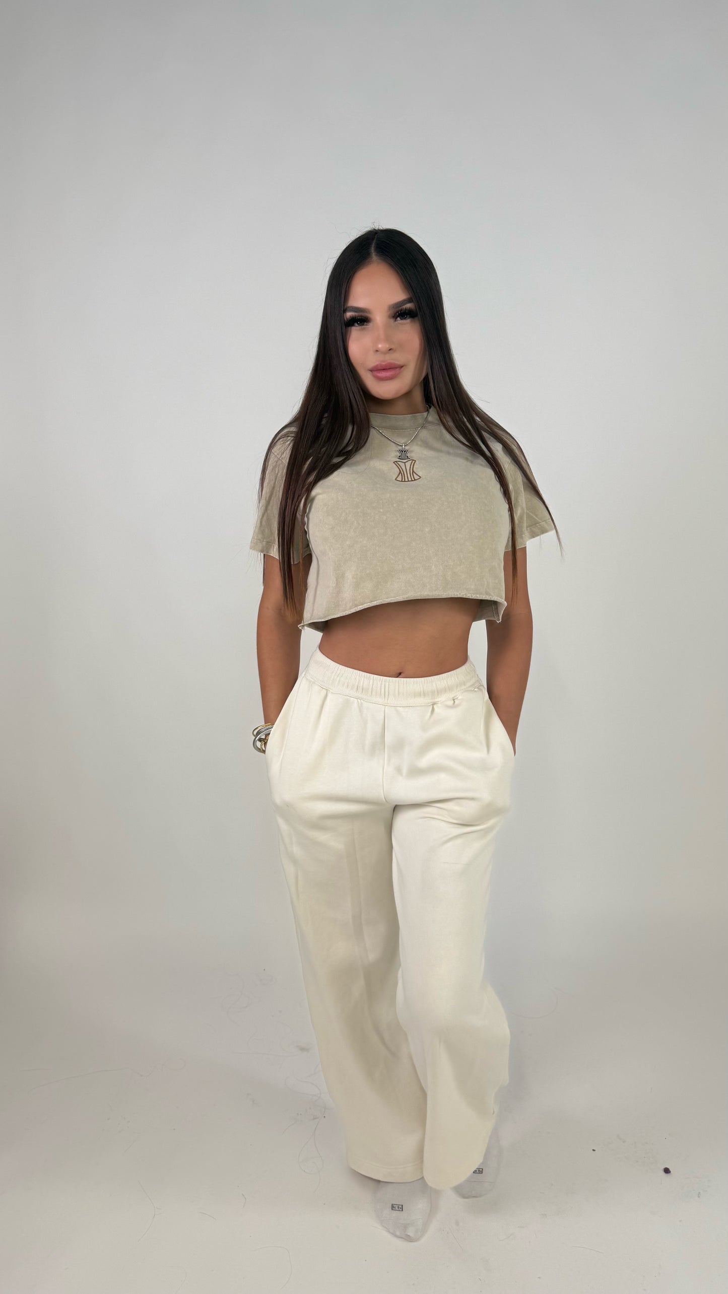 Beige crop top matching (women)
