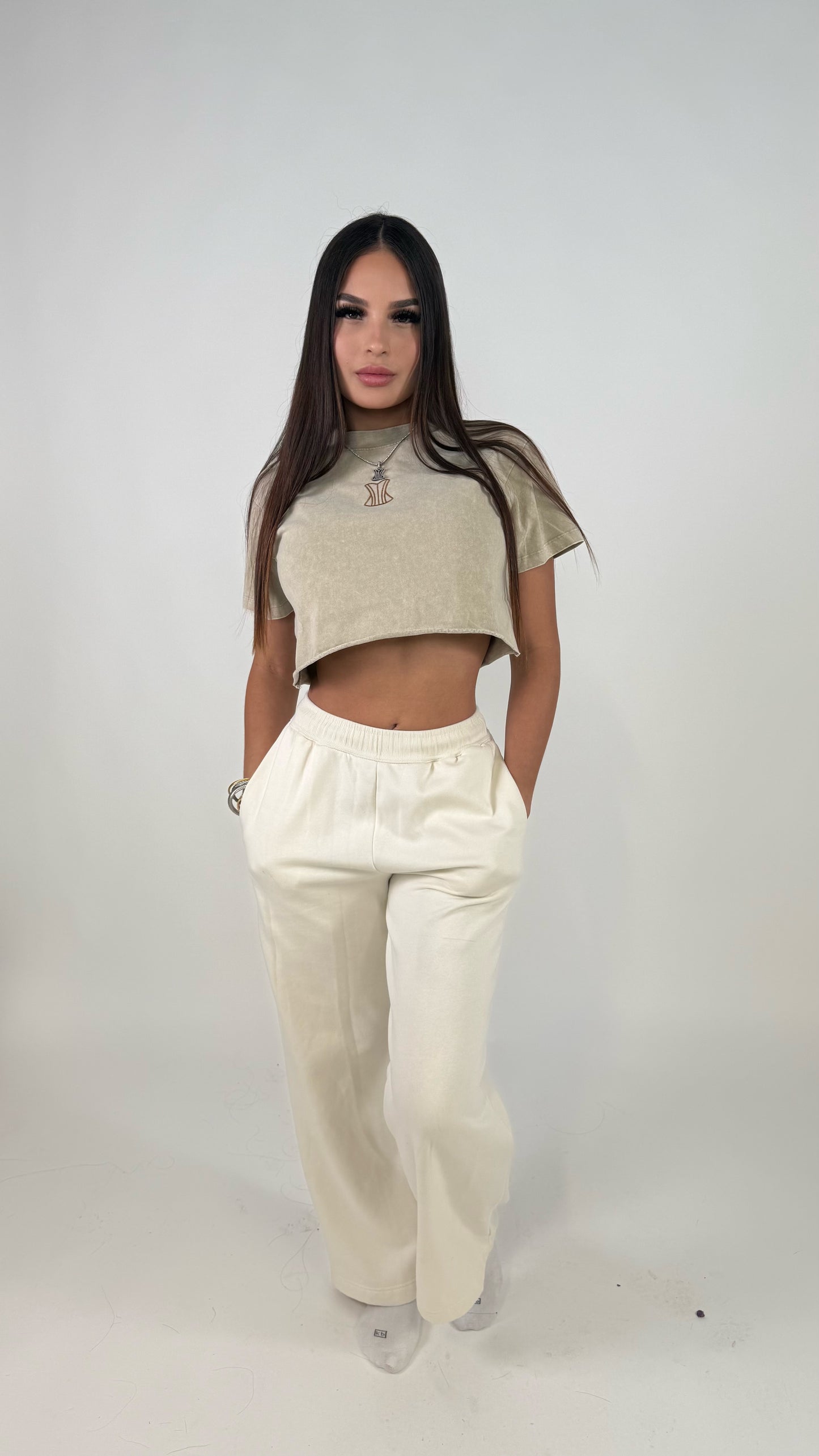 Beige crop top matching (women)