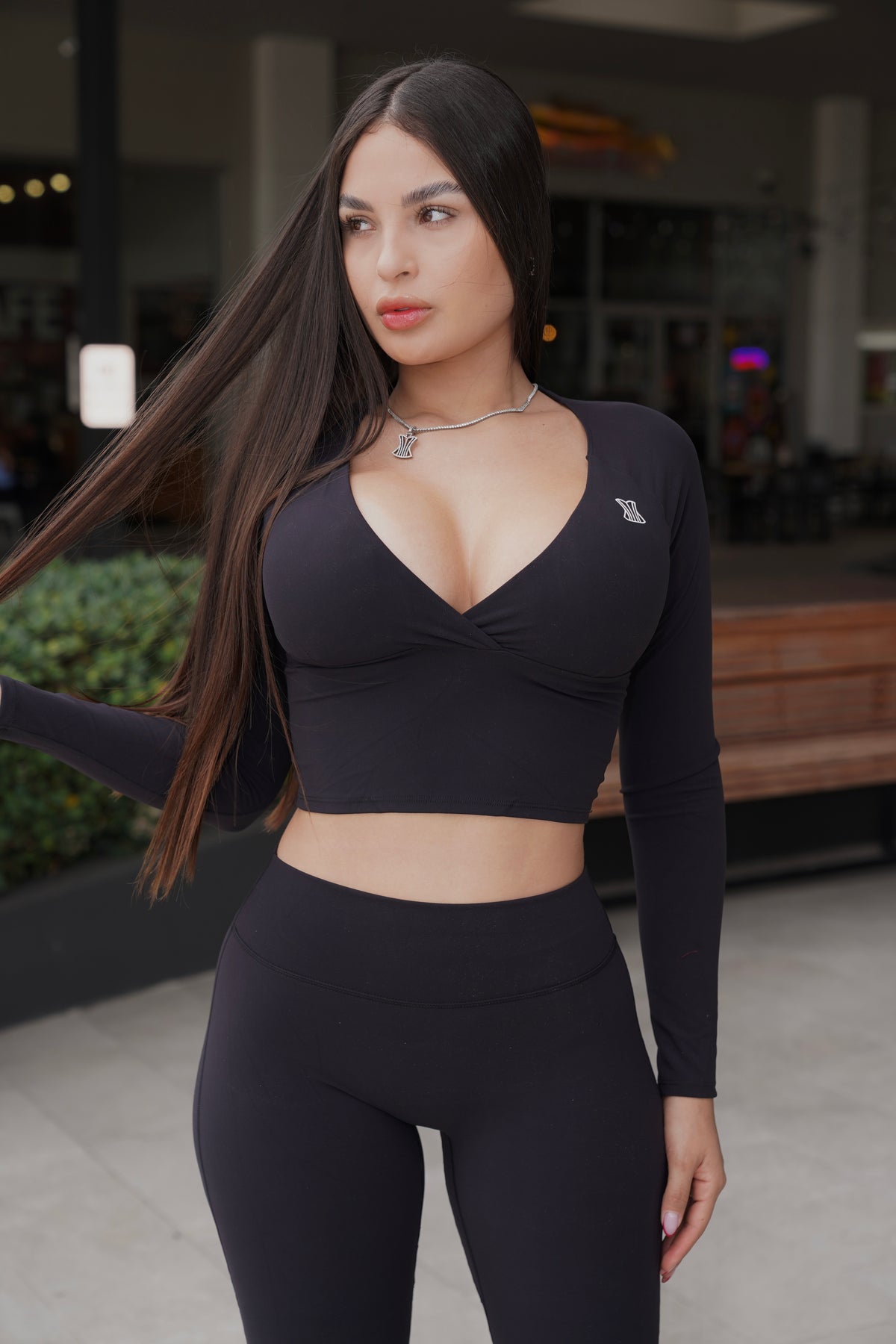 Set negro manga larga