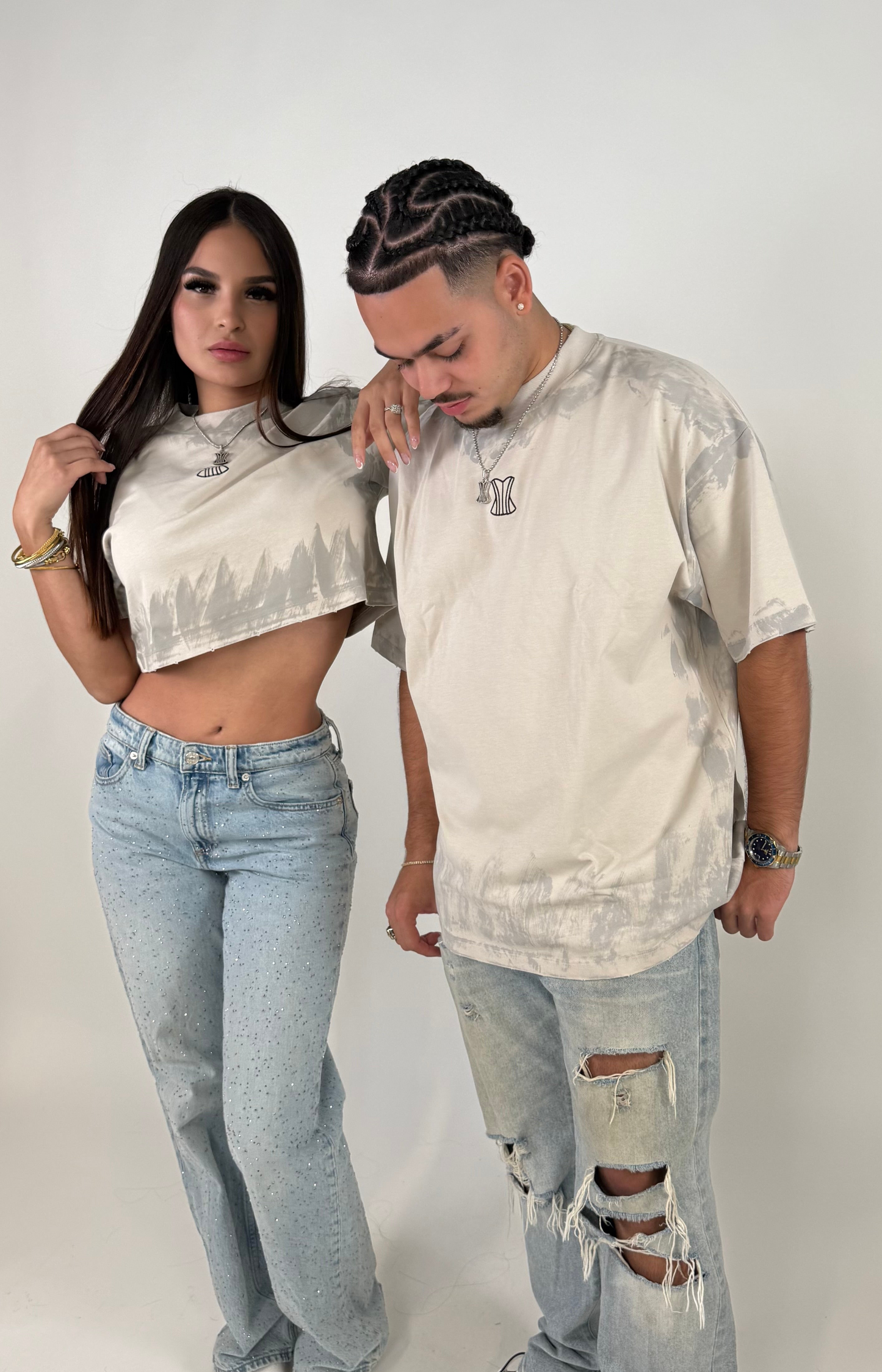 Beige crop top matching (women)