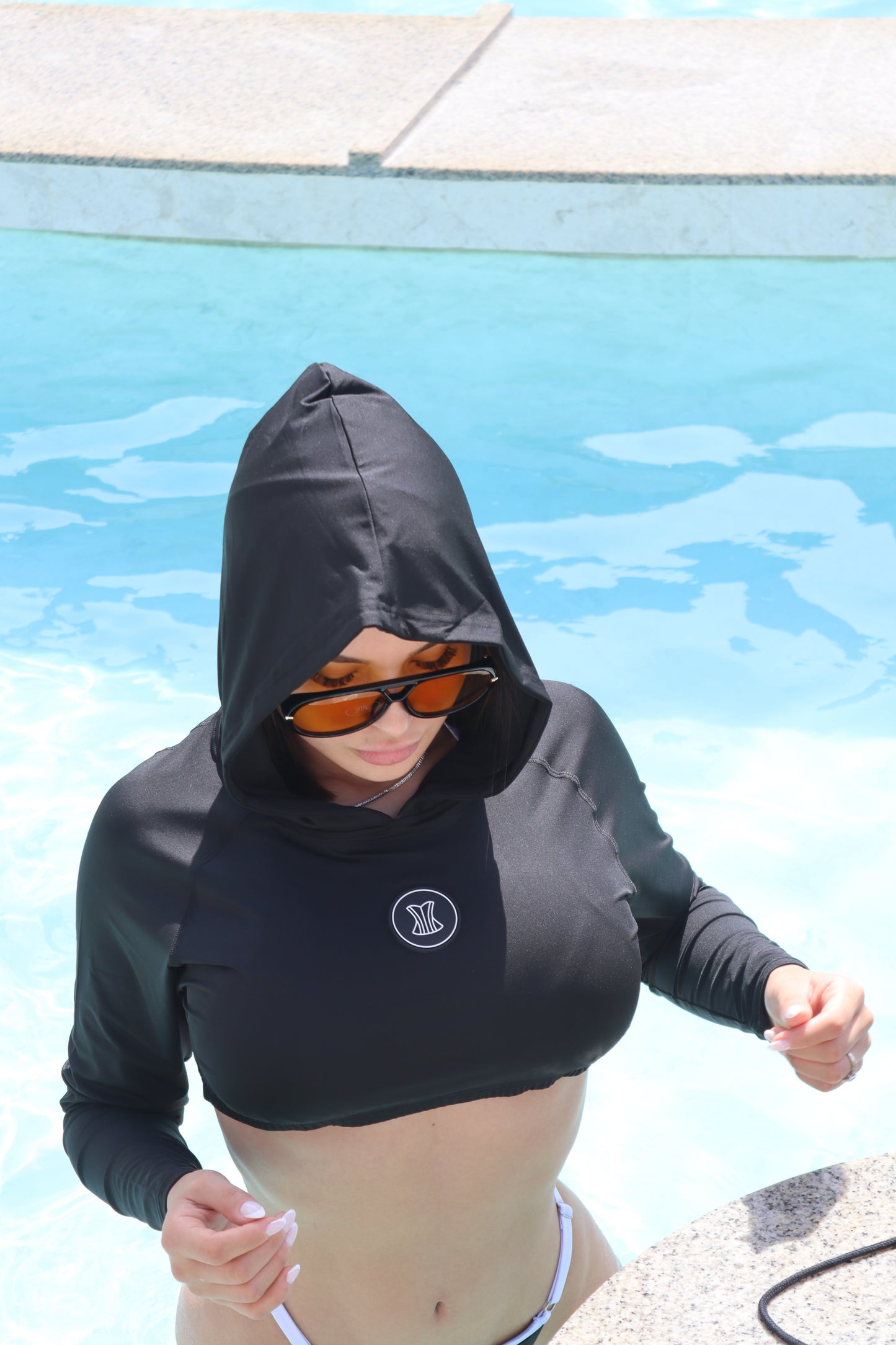 Crop top rash guard black
