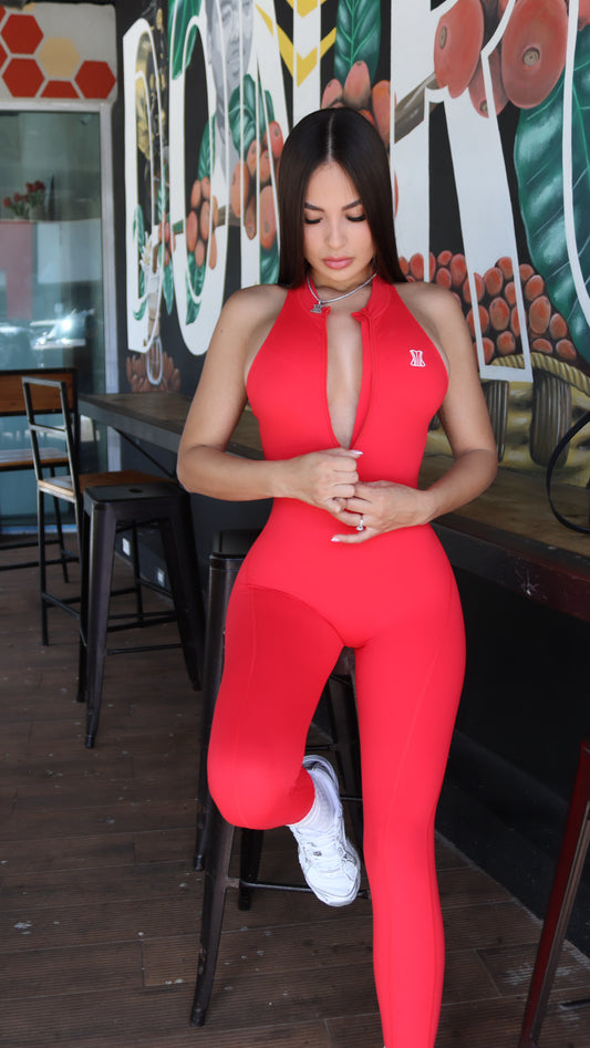 Jumpsuit rojo zipper