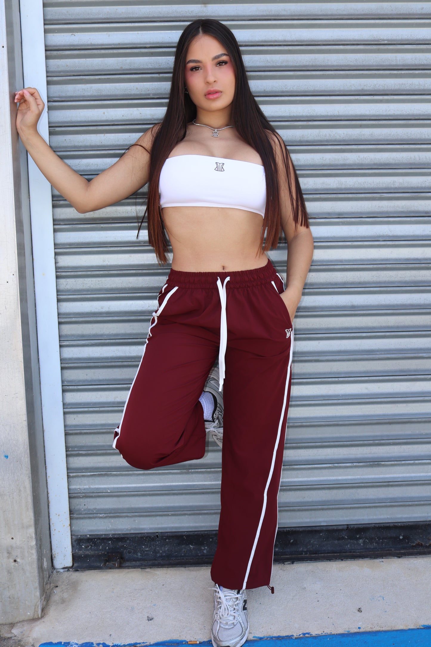 Set top blanco/ pant vino
