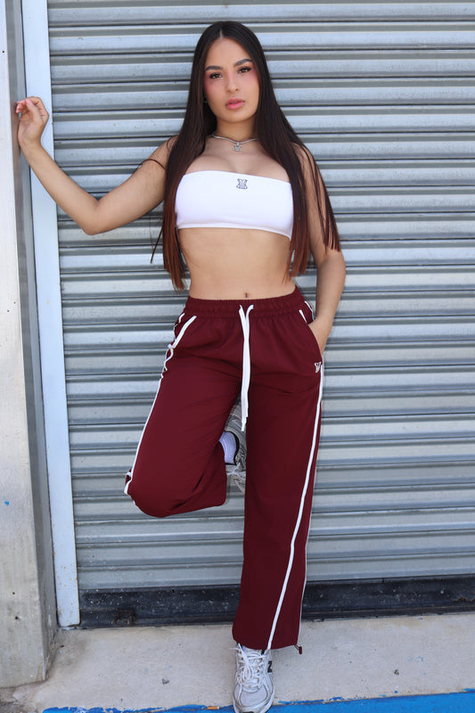 Set top blanco/ pant vino