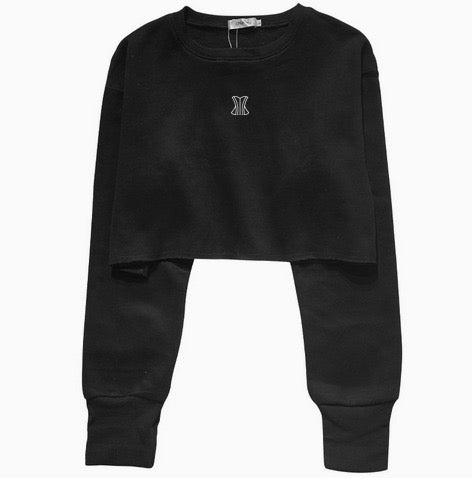 Crop top manga larga negro