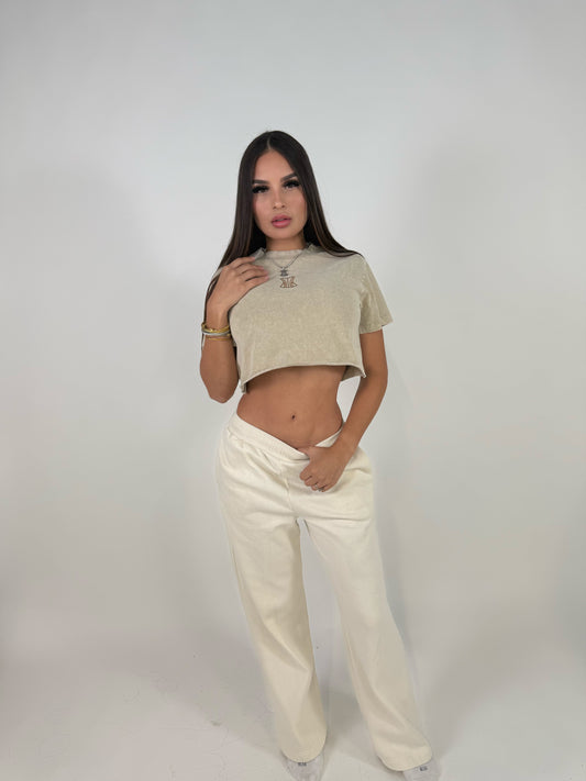 Beige crop top matching (women)